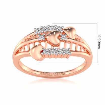 Heart Tracery Silver Ring - Rose Gold - Image 5