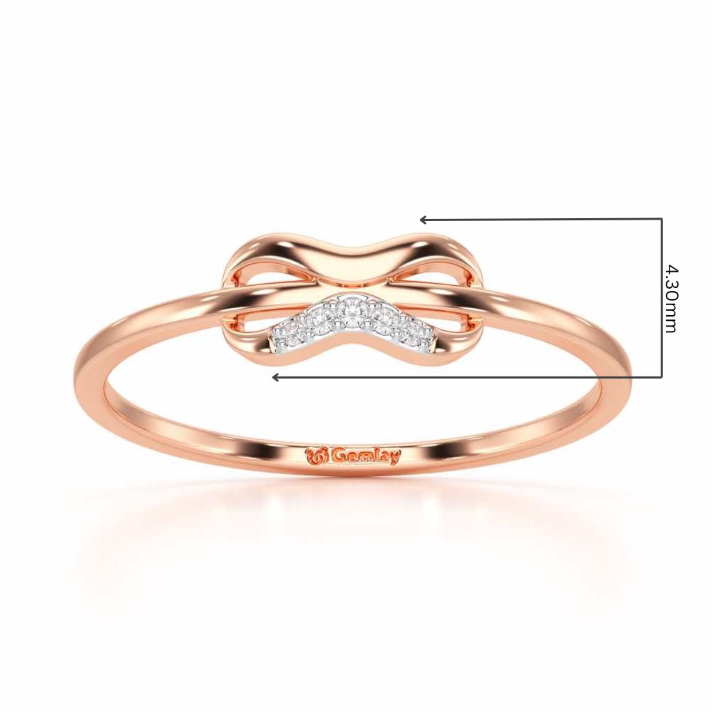 Quirky Wave Silver Ring - Rose Gold - Image 2