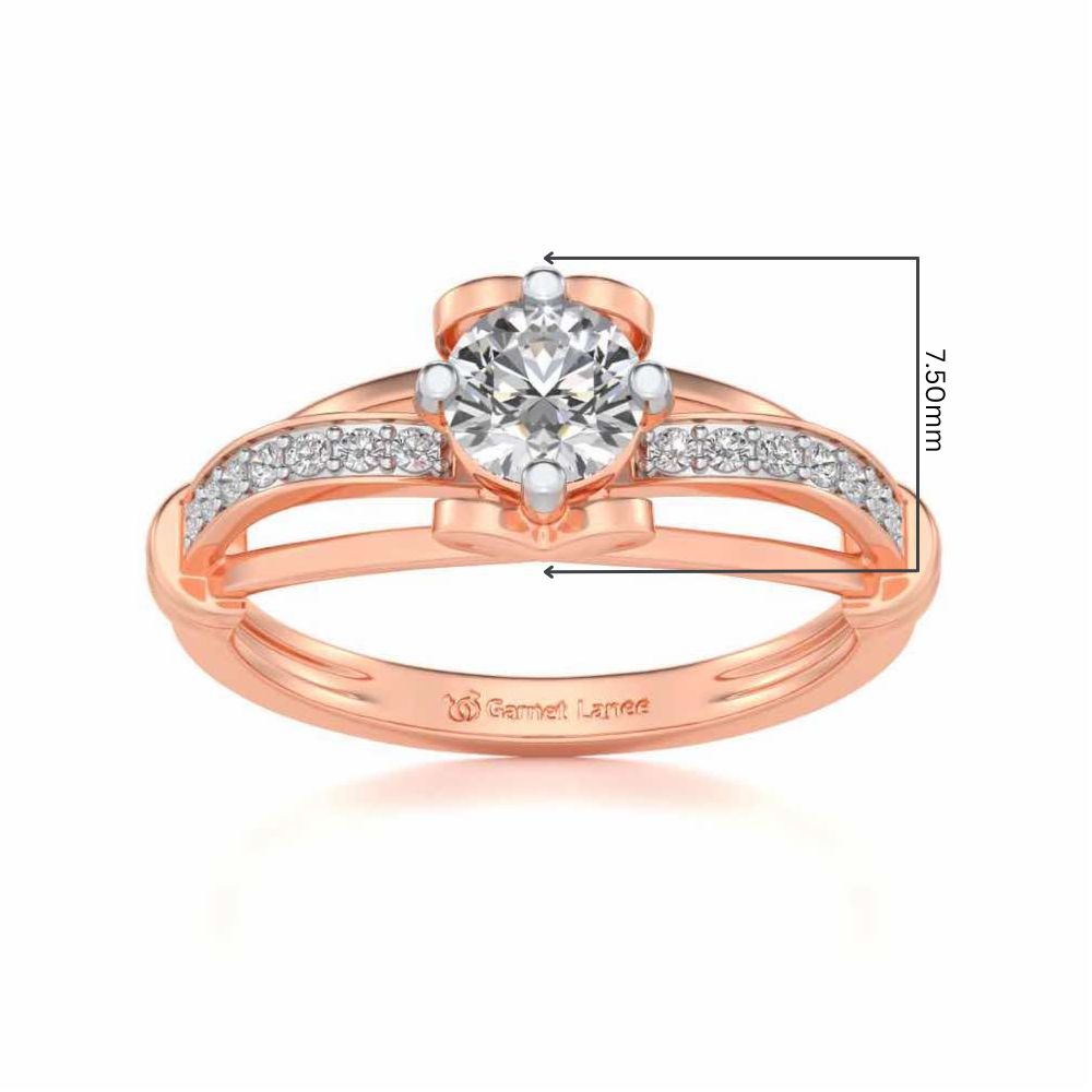 Shine on Heart Solitaire Silver Ring - Rose Gold - Image 5