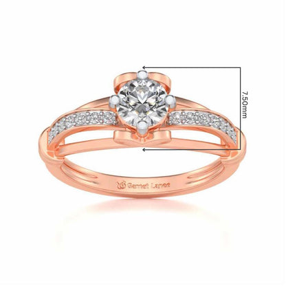 Shine on Heart Solitaire Silver Ring - Rose Gold - Image 5