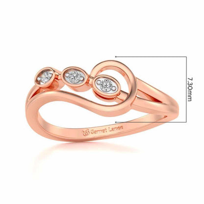 Ripple Triple Silver Ring - Rose Gold - Image 5