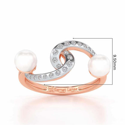 Swirl Twirl Silver Pearl Ring - Rose Gold - Image 5