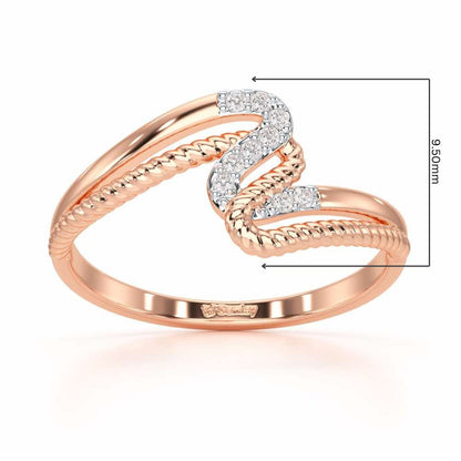 Down Wave Silver Ring - Rose Gold - Image 2