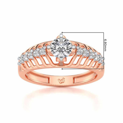 Coronated Solitaire Silver Ring - Rose Gold - Image 5