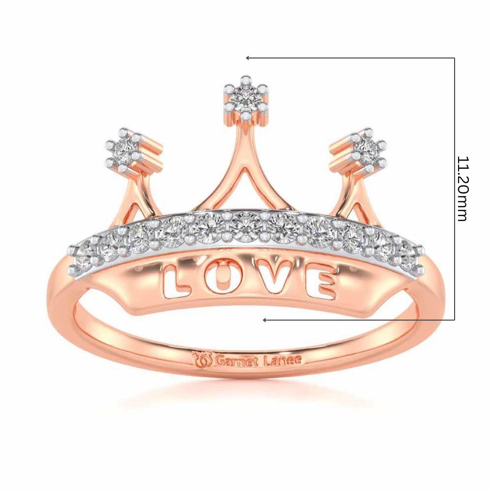 Love Crown Silver Ring - Rose Gold - Image 5