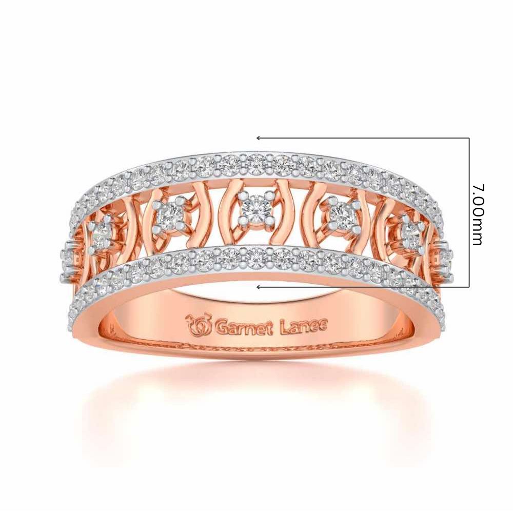 Mez-Shine Silver Band Ring - Rose Gold - Image 5
