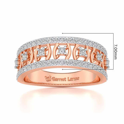 Mez-Shine Silver Band Ring - Rose Gold - Image 5