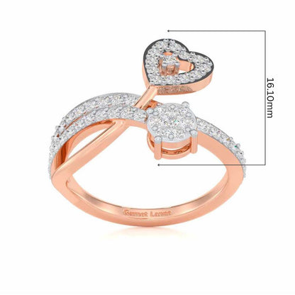 Heart Gloria Silver Ring - Rose Gold - Image 5
