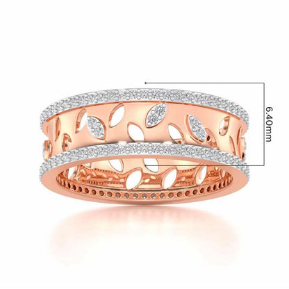 Glam Ferns Silver Band Ring - Rose Gold - Image 5