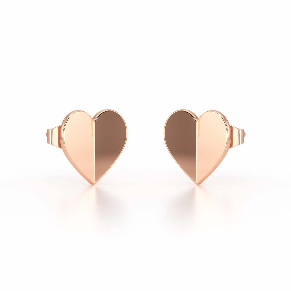 Trinket Heart Silver Earring Studs - Rose Gold - Image 2