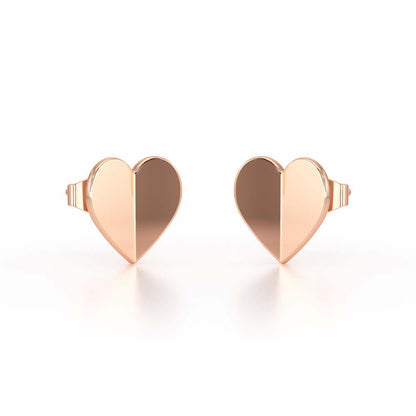 Trinket Heart Silver Earring Studs - Rose Gold - Image 2