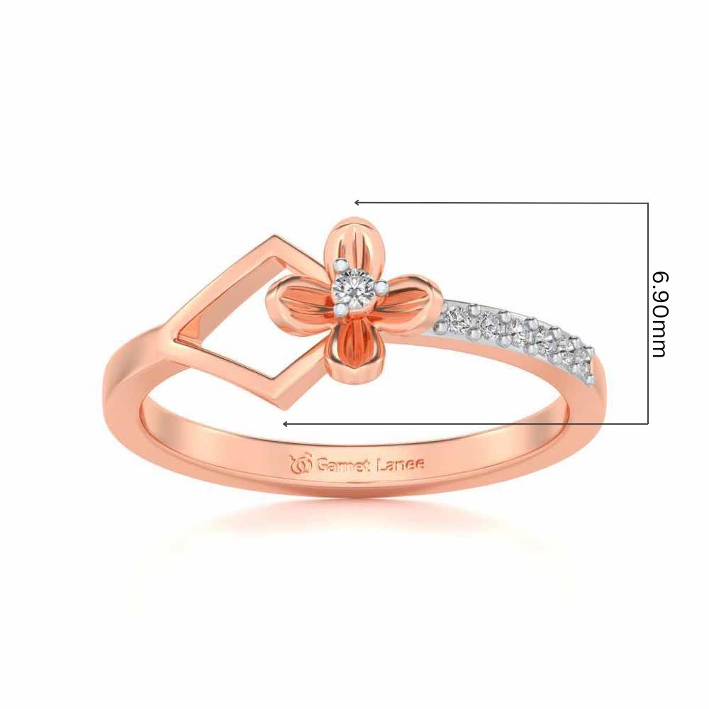 Tiny Flower Silver Ring - Rose Gold - Image 5