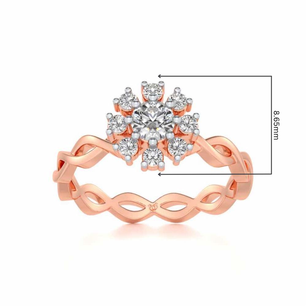 Braded Solitaire Silver Ring - Rose Gold - Image 5