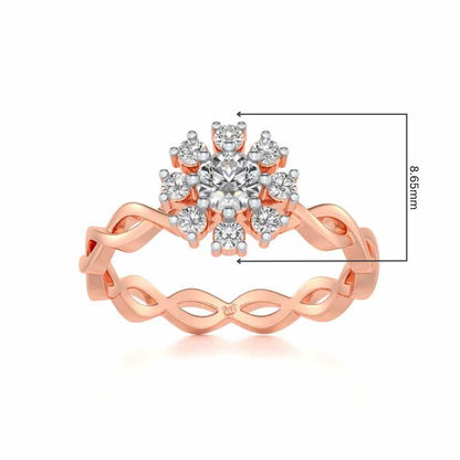 Braded Solitaire Silver Ring - Rose Gold - Image 5