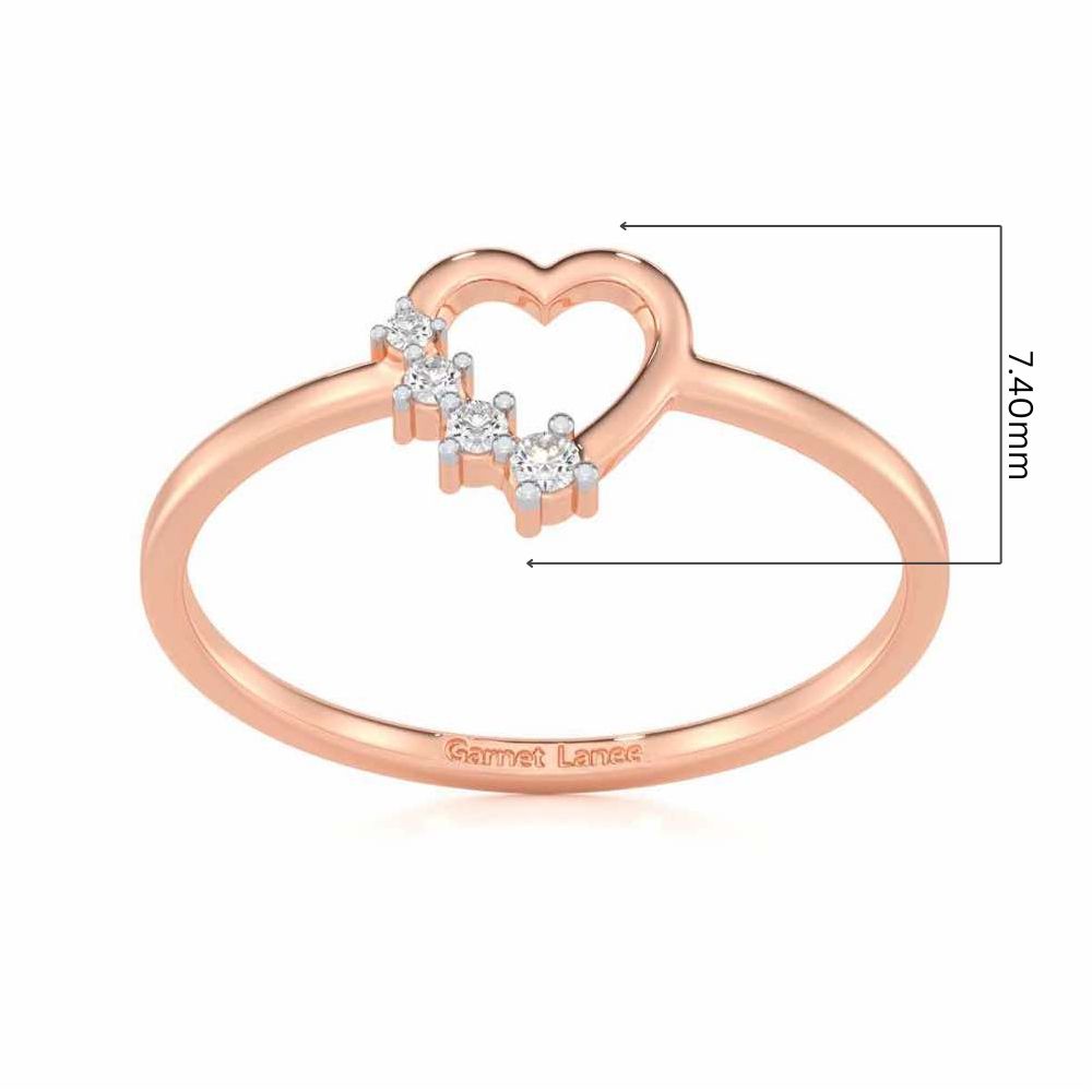 Oceanic Heart Silver Ring - Rose Gold - Image 5