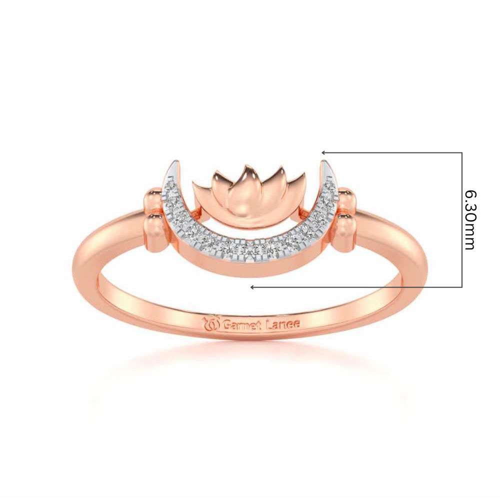 Lotus Moon Silver Ring - Rose Gold - Image 5