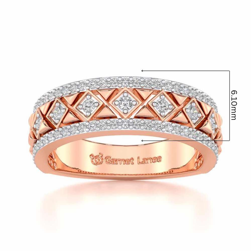 Glitz Bash Silver Band Ring - Rose Gold - Image 5