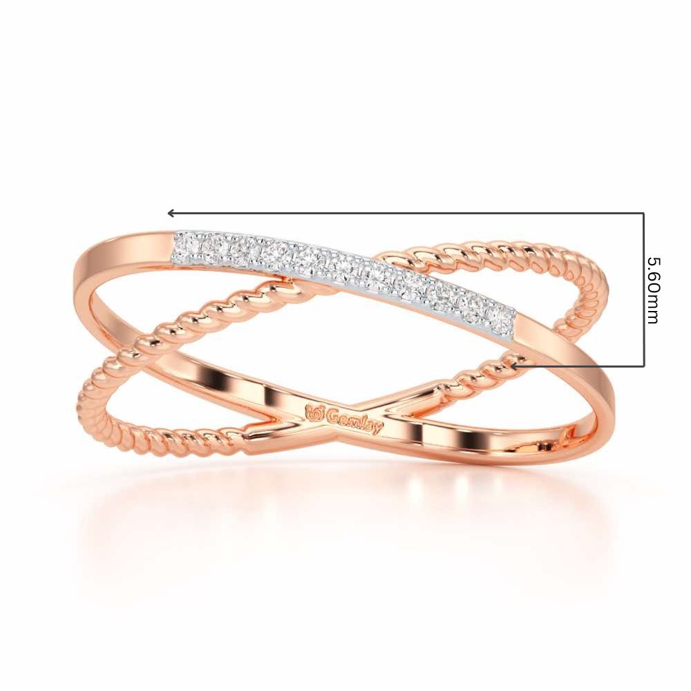 Cross Connection Silver Ring - Rose Gold - Image 2