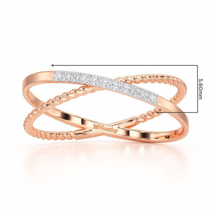 Cross Connection Silver Ring - Rose Gold - Image 2