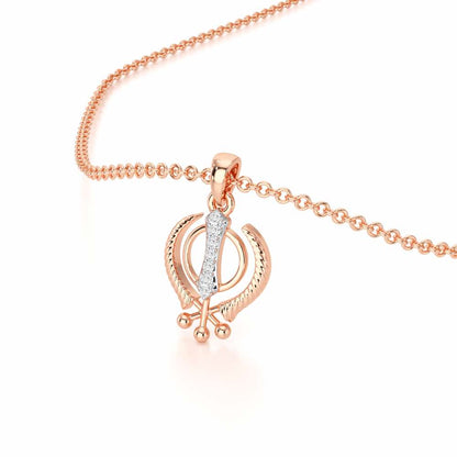 Khalsa Pure Silver Pendant - Rose Gold - Image 2
