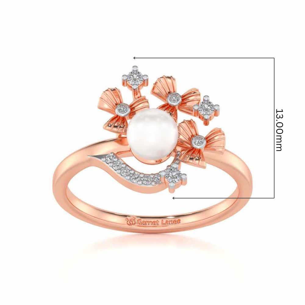 Light Silver Pearl Ring - Rose Gold - Image 5