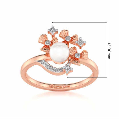 Light Silver Pearl Ring - Rose Gold - Image 5