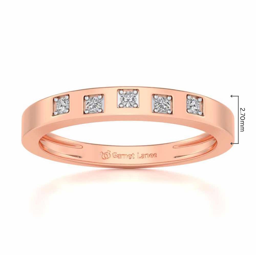 Eva Silver Band Ring - Rose Gold - Image 5