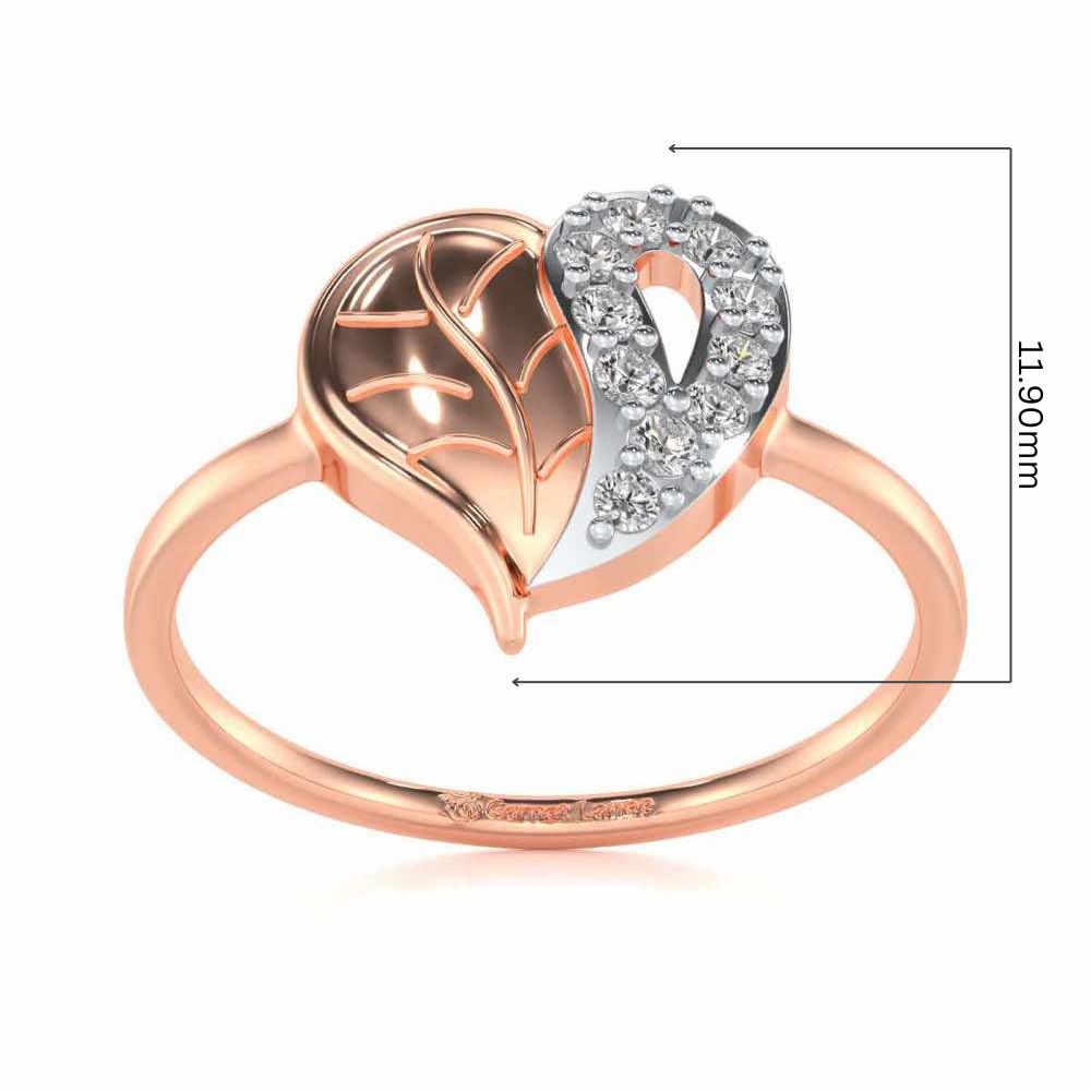 Leafy Heart Silver Ring - Rose Gold - Image 5