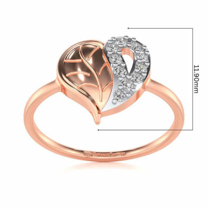 Leafy Heart Silver Ring - Rose Gold - Image 5