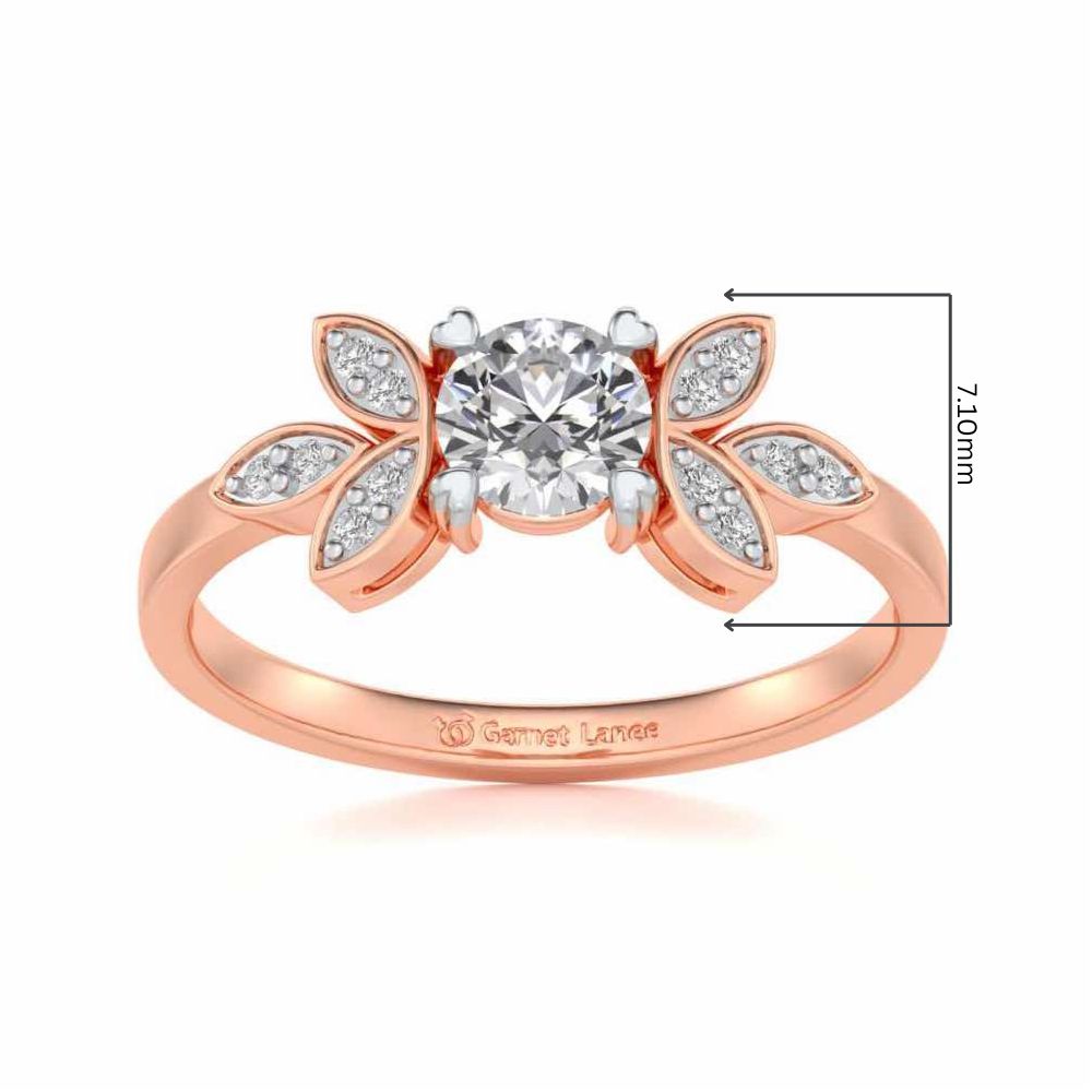 Flourish Solitaire Silver Ring - Rose Gold - Image 5