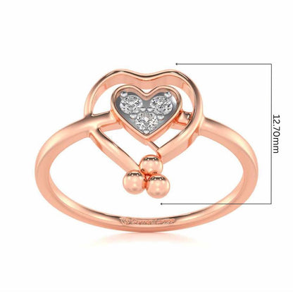 Ringing Heart Silver Ring - Rose Gold - Image 5