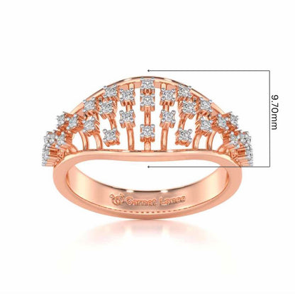 Grandiose Sparkle Silver Band Ring - Rose Gold - Image 5