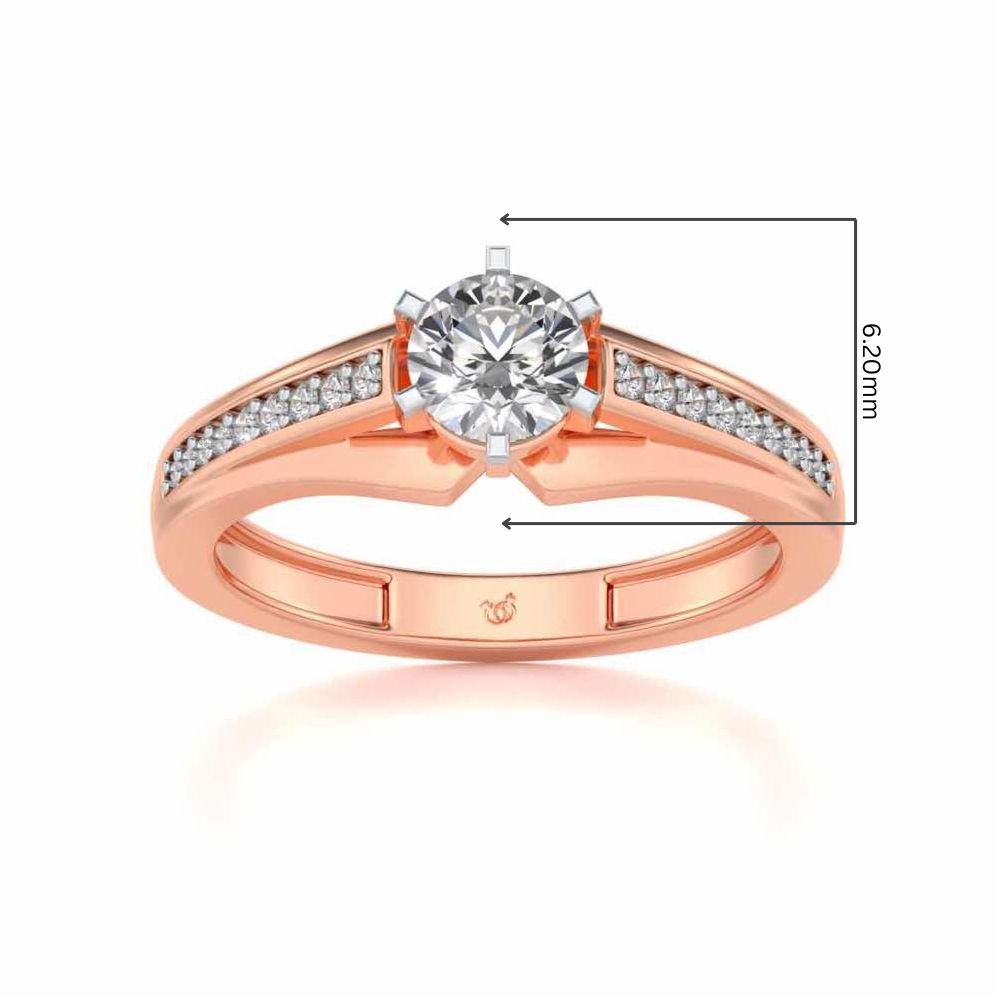 Opulent Solitaire Silver Ring - Rose Gold - Image 5