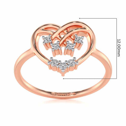 Flare Heart Silver Ring - Rose Gold - Image 5