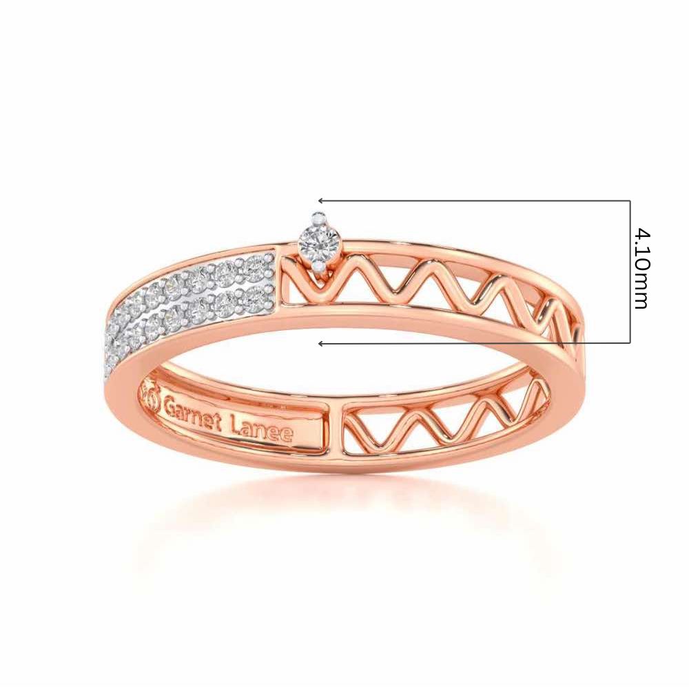 Ziggy Silver Band Ring - Rose Gold - Image 5