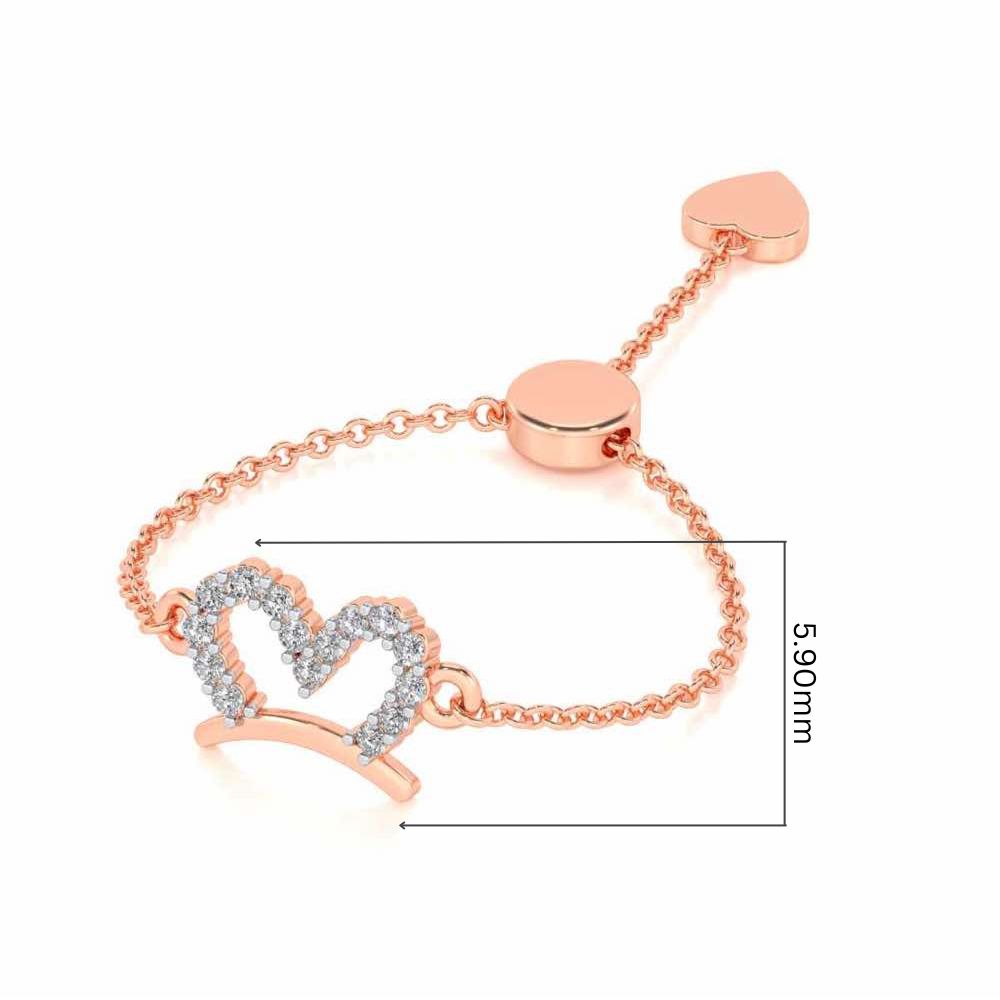 Semi-Heart Adjustable Silver Ring - Rose Gold - Image 5