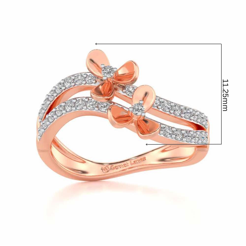 Flower Wave Silver Ring - Rose Gold - Image 5