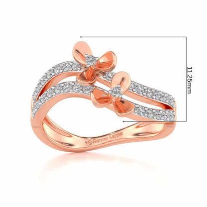 Flower Wave Silver Ring - Rose Gold - Image 5