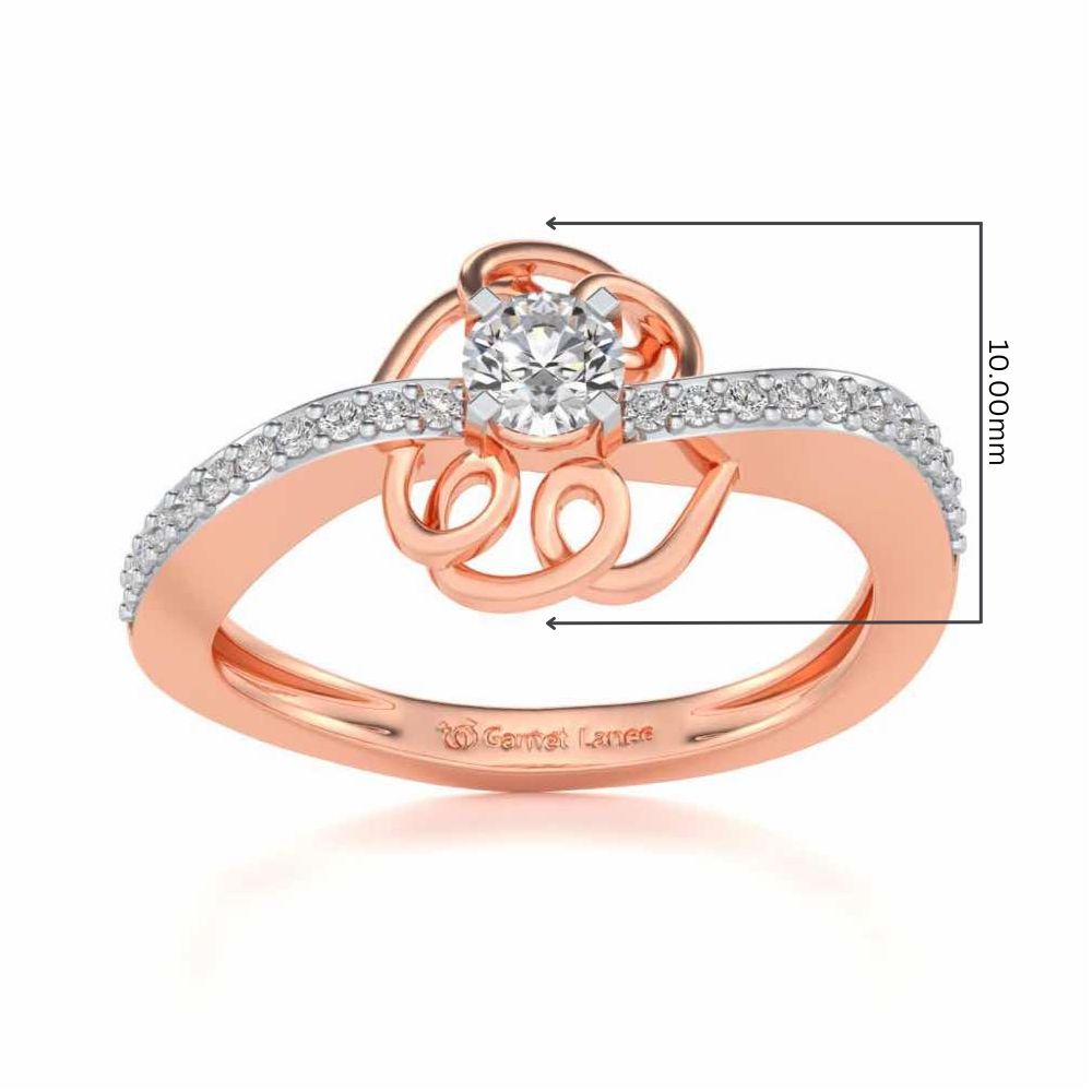 Wired Flora Solitaire Silver Ring - Rose Gold - Image 5