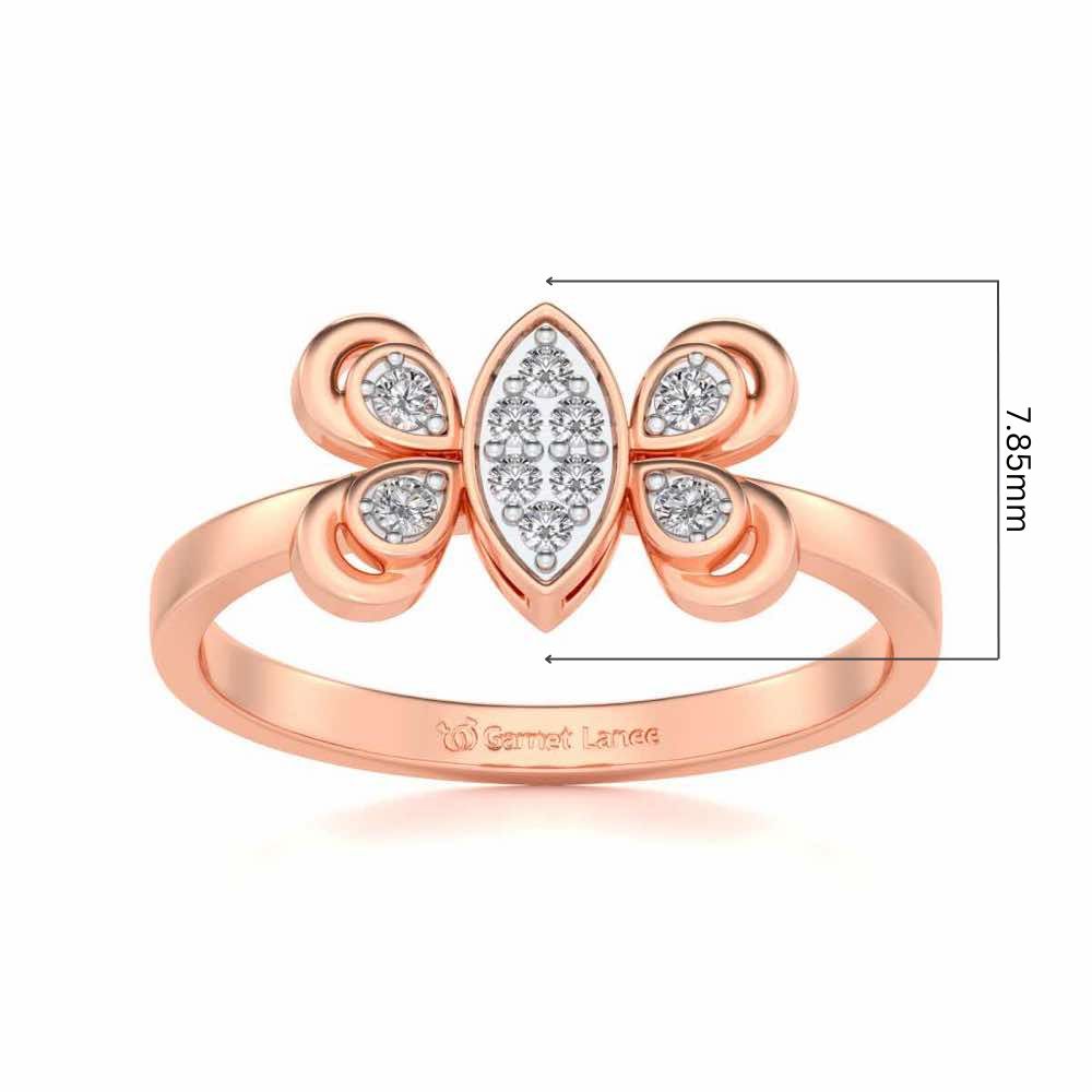 Cute Moth Silver Ring - Rose Gold - Image 5