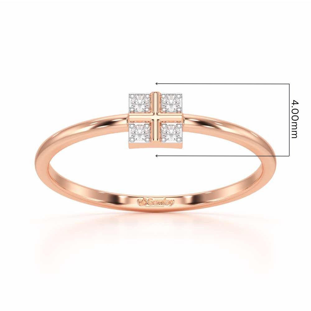 Dainty Square Silver Ring - Rose Gold - Image 5