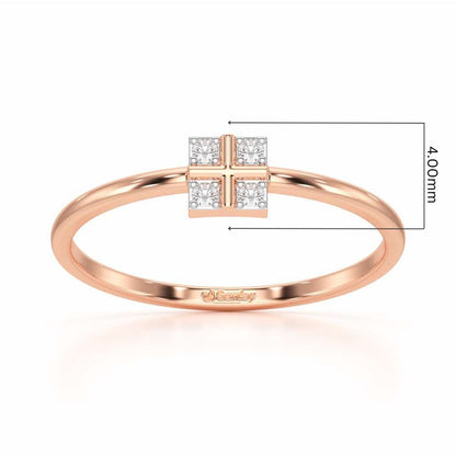 Dainty Square Silver Ring - Rose Gold - Image 5