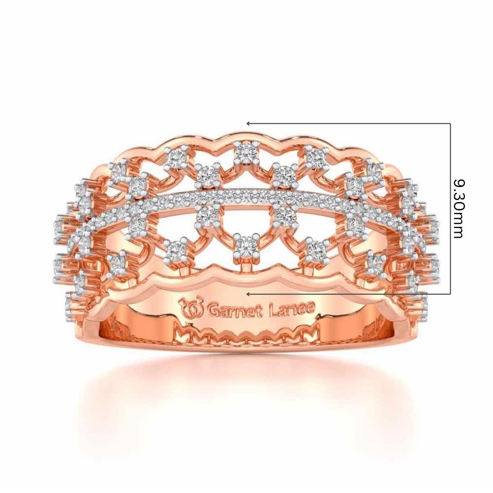 Sine Shine Silver Band Ring - Rose Gold - Image 5