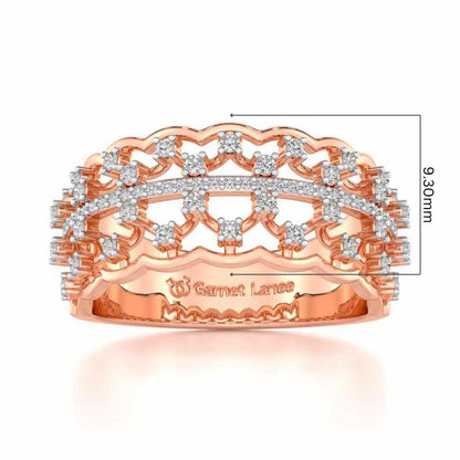 Sine Shine Silver Band Ring - Rose Gold - Image 5