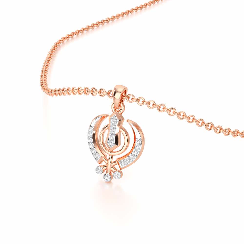 Khalsa Faith Silver Pendant - Rose Gold - Image 2