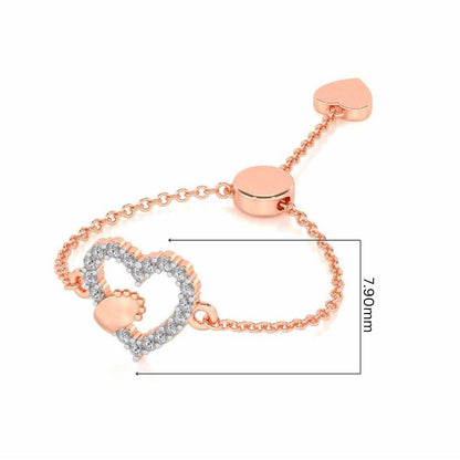 Heart Paw Adjustable Silver Ring - Rose Gold - Image 5