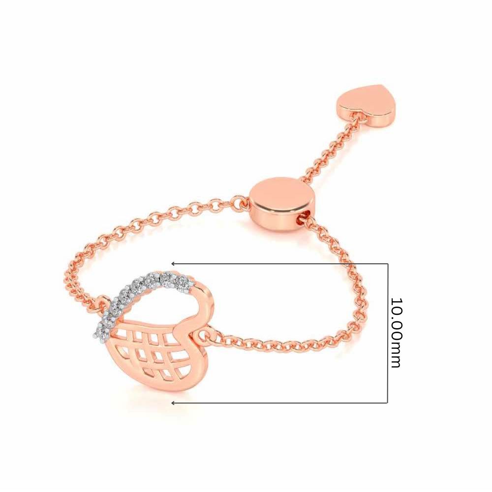 Sunk Heart Adjustable Silver Ring - Rose Gold - Image 5