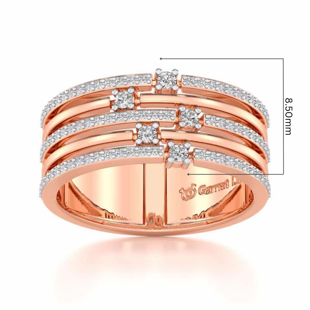 Shimmer Stack Silver Band Ring - Rose Gold - Image 5