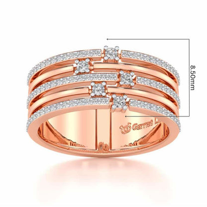 Shimmer Stack Silver Band Ring - Rose Gold - Image 5