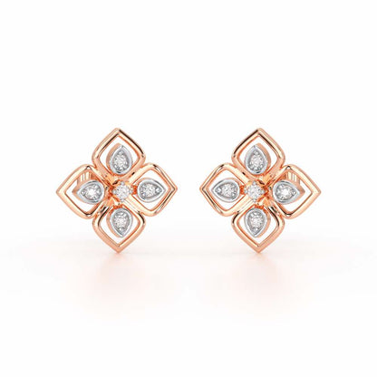 Bettie Flowers Silver Earring Studs - Rose Gold - Image 2